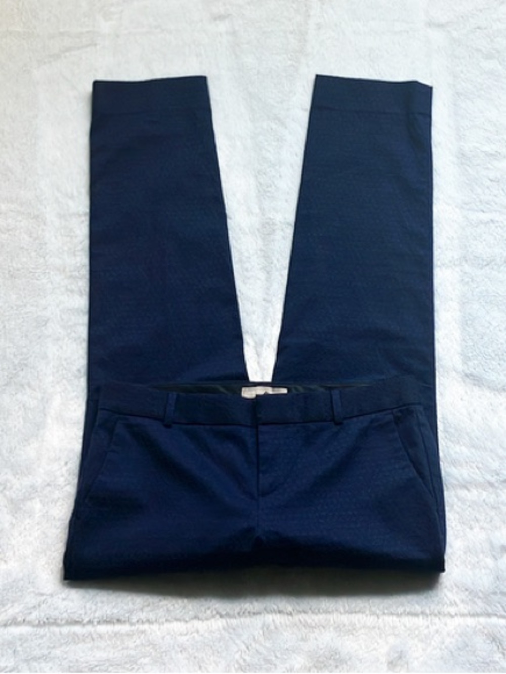Like New Navy Blue Banana Diamond Geometric Republic Brocade Pants, Size 4